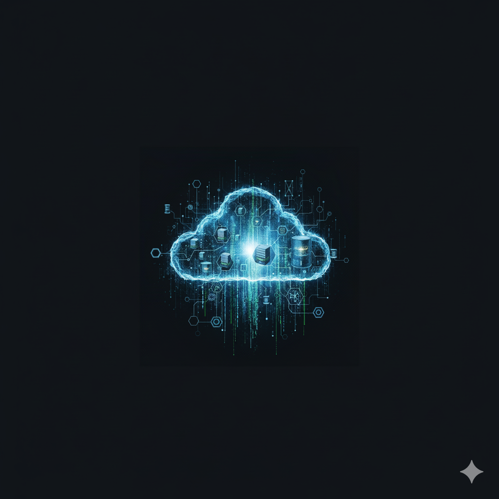 Infraestructura de cloud computing moderna con servidores y centros de datos